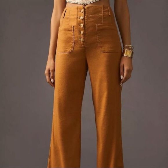Anthropologie Maeve Relaxed Wide-Leg Trousers Pants NWT Size 14 - Picture 5 of 8